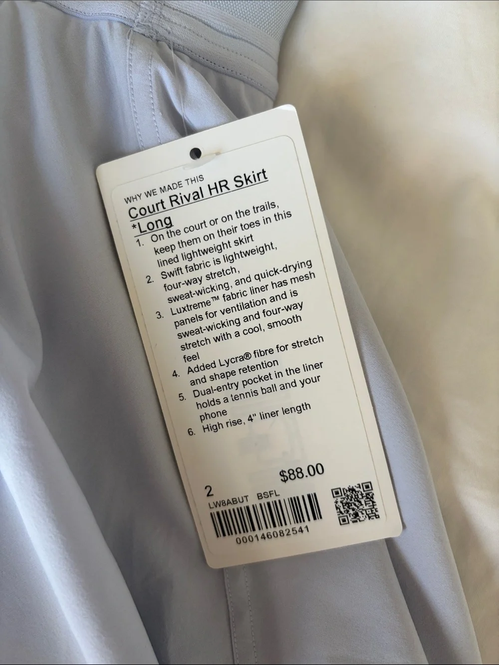 NWT Lavender/Light Blue Lululemon Court Rival HR Skirt Long Size 2